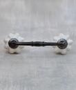 P-BPCK-043-03 Cream Colored Flower Cabinet Pull-Antique Silver