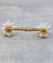 P-BPCK-043-03 Cream Colored Flower Cabinet Pull-Brass