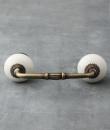 P-BPCK-068-03 Creamy  Ceramic Cabinet Handle Pull-Antique Brass