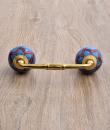 Red and Yellow design with Turquoise base ceramic Pull