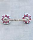 Red Flower, Green and Turquoise leaf with White Base Ceramic Pull