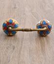 Red,Turquoise and Yellow Colored design Ceramic Pull
