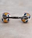 Yellow,Red Flower and Green leaf with White Ceramic knob