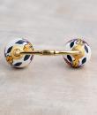 Yellow,Red Flower and Green leaf with White Ceramic knob