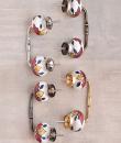 Yellow,Red Flower and Green leaf with White Ceramic knob