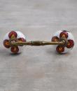 Red and yellow Flower and Green leaf with White Base Ceramic knob
