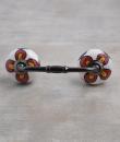 Red and yellow Flower and Green leaf with White Base Ceramic knob