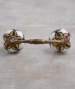 Yellow and Red Flower and Green leaf with White Base Ceramic knob