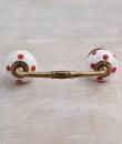 Red Polka Dots with White Base Ceramic knob