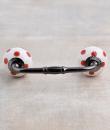 Red Polka Dots with White Base Ceramic knob