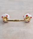Red Polka Dots with White Base Ceramic knob
