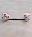 Red Polka Dots with White Base Ceramic knob