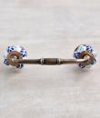 Blue and Turquoise Flowers with White Base Ceramic knob