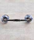 Blue and Turquoise Flowers with White Base Ceramic knob