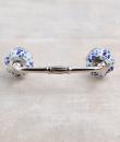Blue and Turquoise Flowers with White Base Ceramic knob