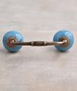 Cracked Turquoise Ceramic Cabinet Knob