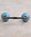 Cracked Turquoise Ceramic Cabinet Knob