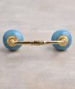 Cracked Turquoise Ceramic Cabinet Knob