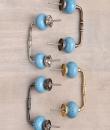 Cracked Turquoise Ceramic Cabinet Knob