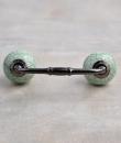 Cracked Lime Green Ceramic Cabinet Knob