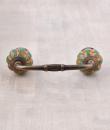 Dark Turquoise Flowers and Green leaf with Brown Base Pull