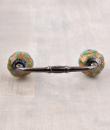 Dark Turquoise Flowers and Green leaf with Brown Base Pull
