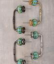 Yellow Flower and Green Leafs with Turquoise Base Pull