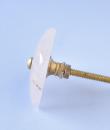 Square Shape White Agate Natural Gemstone Cabinet Knobs-Brass
