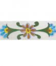 Turquoise,Yellow,Brown flower and Green leaf with White base Tile (2x6)