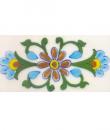 Turquoise,Yellow,Brown flower and Green leaf with White base Tile (3x6)