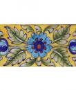 Turquosie,Blue and Brown Flower and Green Shaiding Leaf with Yellow Base Tile-04
