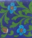 Turquoise and Brown Flower Green leaf with Blue Base Tile