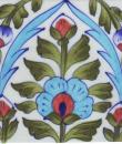 White Tiles With Green Leaf and Turquoise Flowers