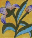 Green Leaf With Lime Blue and Yellow Base Tile