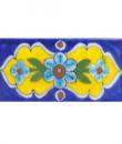 Turquoise,Brown,Pink Flower and Green leaf with Blue Base Tile (2x6)