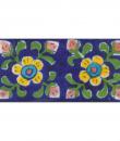 Yellow,Blue and Brown Flowers and Green leaf with Blue  Base Tile