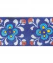 Yellow,Blue and Turquoise Flowers and White leaf with Blue Base Tile