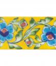 Turquoise,Blue and Red Flowers and Lime Green leaf with Yellow Base Tile