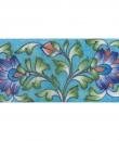 d Brown Flowers and Green Shaiding  leaf with Turquoise Base Tile