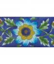 Yellow,Blue and BRown Flower and Green Shaiding leaf with Blue Base Tile