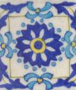 Blue, Turquoise and Yellow Flower with White Base Tile