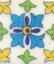 Turquoise,Yellow,Blue and Green design with White Base Tile
