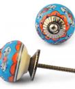 Orange Flower and White Leaf with Turquoise and White knob