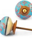 Orange and Turquoise Colour Ceramic Embossed Knob