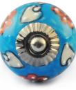 Orange Flower and White Leaf with Turquoise Colour Knob