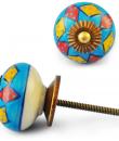 Red,Yellow and Turquoise Colour Ceramic Knob