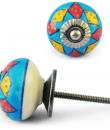 Red,Yellow and Turquoise Colour Ceramic Knob