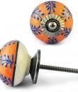 Blue Embossed Flower and Brown Ceramic knob