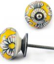White design with Yellow Colour design Ceramic knob