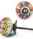Multicolour Colour Flower Ceramic Knob